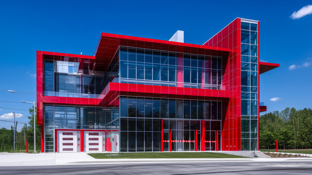 Modern fire department building exterior architecture design. Generative AI