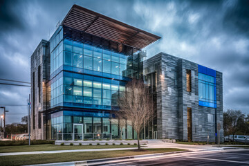 Obraz premium Modern police department building exterior architecture design. Generative AI