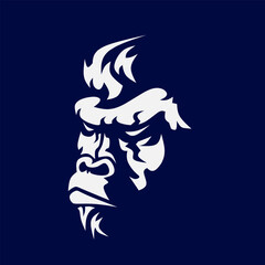 Fototapeta na wymiar Gorilla minimalist logo. Simple vector design. Isolated with dark background.