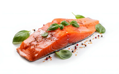 Fresh salmon fillet with rosemary, Fresh raw salmon fish fillet with cooking ingredients, herbs and lemon