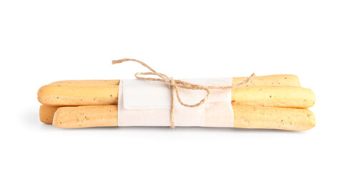 Bunch of tasty italian Grissini isolated on white background
