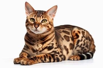 bengal cat isolated on white background