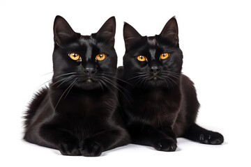 black and white cat on white background