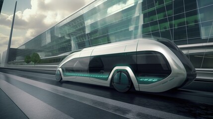 Obraz premium A Vision of Environmentally Conscious and Autonomous Transportation - Generative Ai
