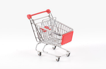 Shopping cart with white background and logo mockup on a trolley