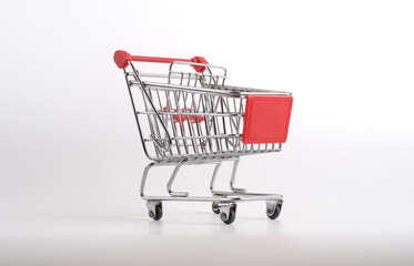 Shopping cart with white background and logo mockup on a trolley