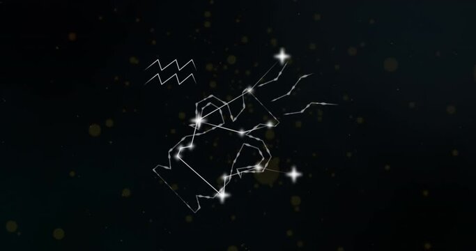 Animation of aquarius star sign on clouds of smoke in background