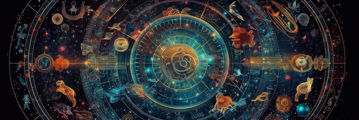 An abstract astrology background. Generative AI. 