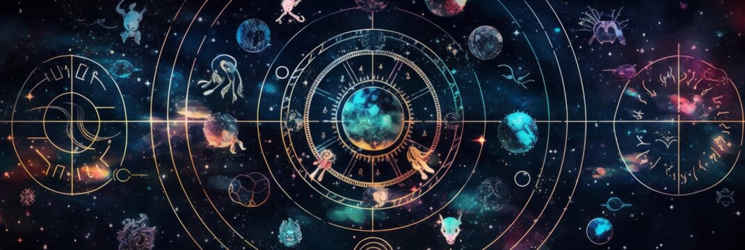 An abstract astrology background. Generative AI. 
