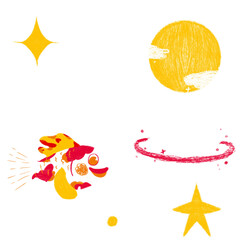 Fish in Space - Hand drawn design elements