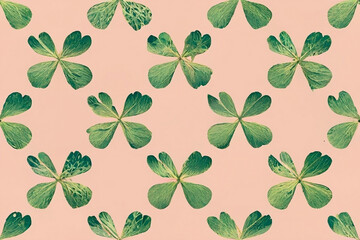 This background image displays an elegant pattern of clovers in the foreground