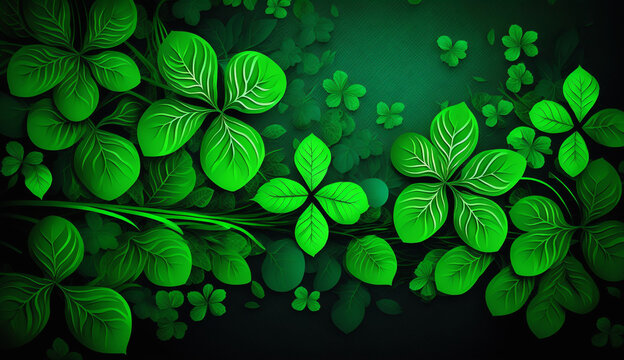 This background image displays an elegant pattern of clovers in the foreground