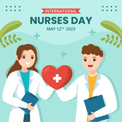 International Nurses Day Social Media Background Illustration Cartoon Hand Drawn Templates