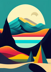 sunset in the mountains abstract colorful Poster A3 Format, A3 paper size	