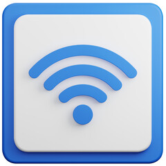 wifi icon on blue white button 3d illustartion