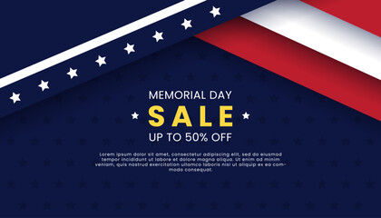 Advertising Memorial Day sale banner design template.