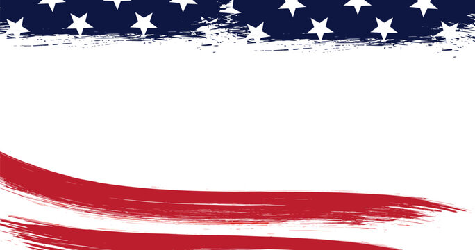 USA Flag brush stroke background with copy space.