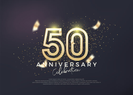 Gold line design for 50th anniversary celebration. Premium vector for poster, banner, celebration greeting.