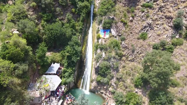 Sky View of kefrida Bejaia waterfall by drone