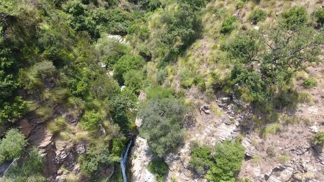 aerial shot by drone of kefrida waterfalls