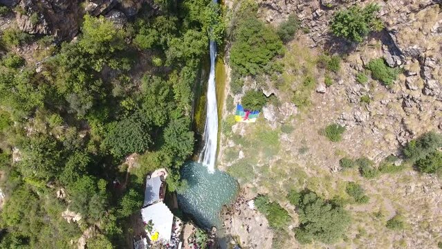 aerial shot of waterfall Bejaia Algeria