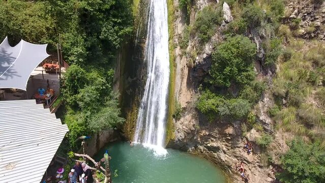 aerial shot of kefrida waterfalls By Drone