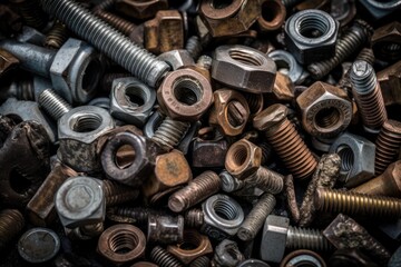 Nuts and bolts background, high quality generative ai - obrazy, fototapety, plakaty