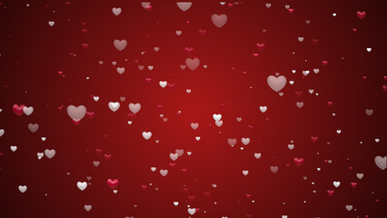 Red heart love confettis. Valentine's day vignette wonderful background.