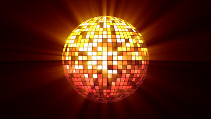 Disco ball on a dark background. Disco ball. 3d rendering