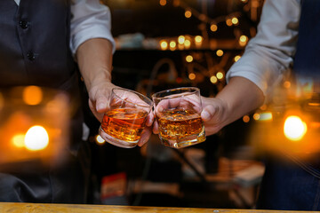 whiskey, for a friendly party in a bar or a restaurant.