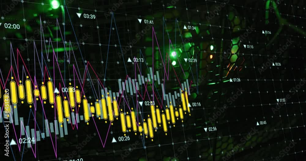 Poster animation of financial data processing over computer servers
