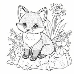 Fototapeta premium a line coloring page of a cute little bear