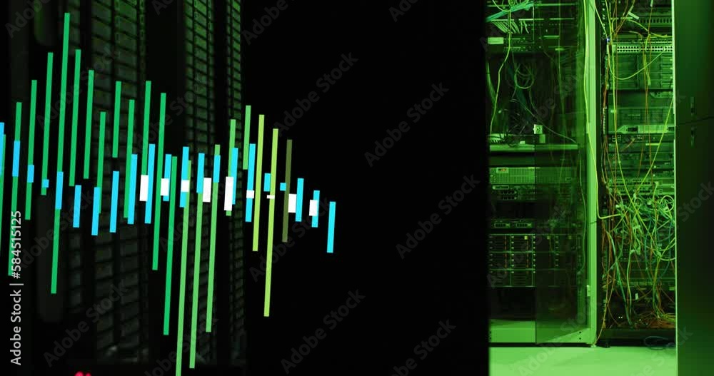 Poster animation of financial data processing over computer servers