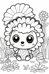Fototapeta premium a little hedgehog, a simple coloring page for toddler