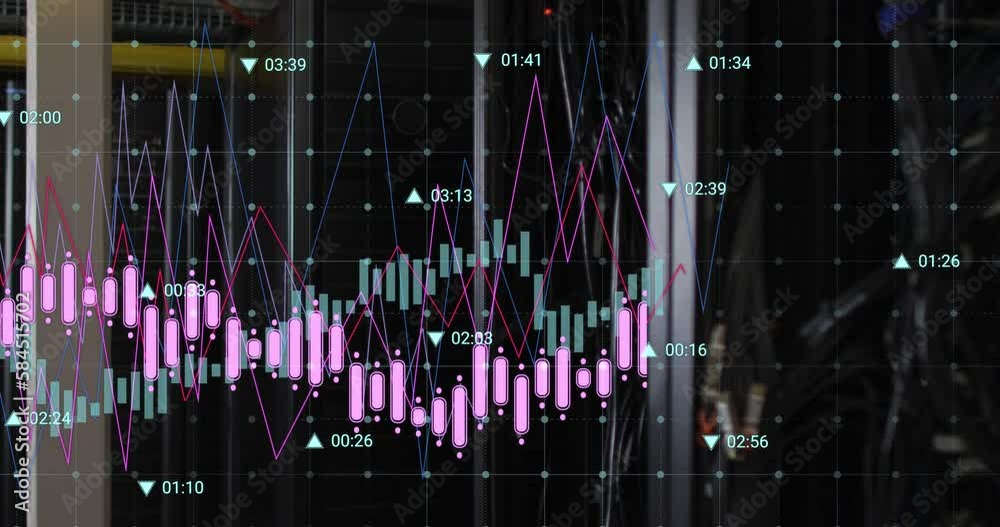 Poster animation of financial data processing over computer servers