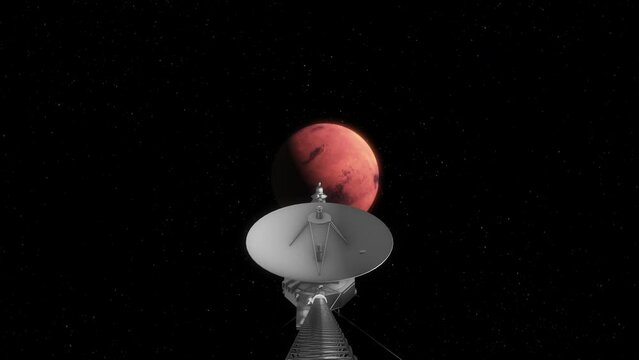 Voyager 1 ActionCam Style Shot Heading Towards Red Planet Mars as it Travels Through Solar System to Collect Photos and Scientific Data 4K