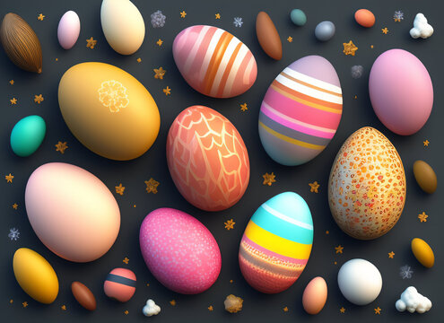 Easter Photo with Colourful Eggs Cute Background Wallpaper