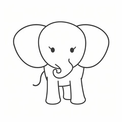 Fototapeta premium baby elephant cartoon line art for kids coloring book