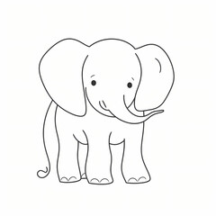 baby elephant cartoon line art for kids coloring book