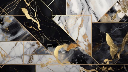 Abstract Marble and Gold - Generative AI