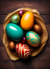 Easter Photo with Colourful Eggs Cute Background Wallpaper