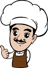 cartoon male chef with mustache