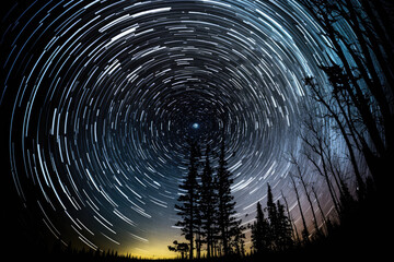 A star trail photo of a night sky, generative AI