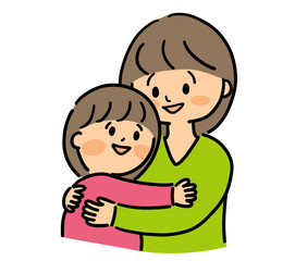 女の子を抱っこしているお母さん