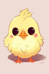 Fototapeta premium Cute Kawaii yellow Chick | Generative Ai 