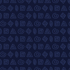 Seamless pattern geometric shapes lines hand draw hieroglyphs vector