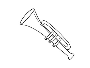 Trumpet doodle. Musical instrument in sketch style. Vector illustration isolated on white