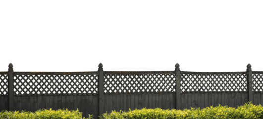  Cutout of an isolated dark wooden fence with the transparent png
