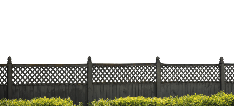  Cutout of an isolated dark wooden fence with the transparent png

