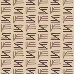 Seamless pattern abstract minimal brown lines hand draw vector indie